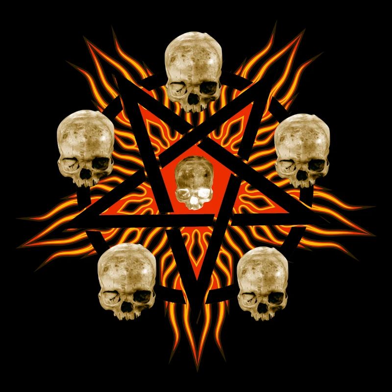 Pentagram with skulls