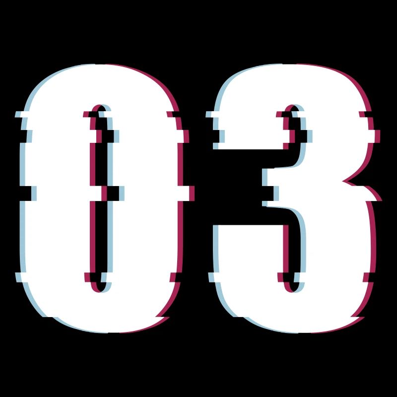 Three 3 Three 03 Number Effect Distorted Number