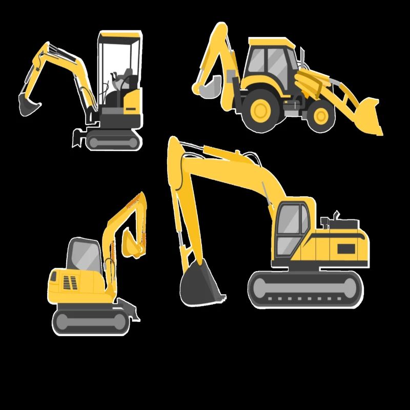 Construction machinery, excavators Young vehicles construction site FUN