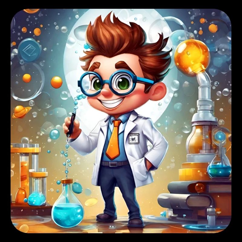 Cute professor in lab coat in lab