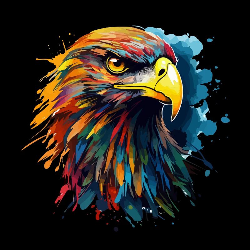 Éclaboussures colorées de peinture d'aigle royal