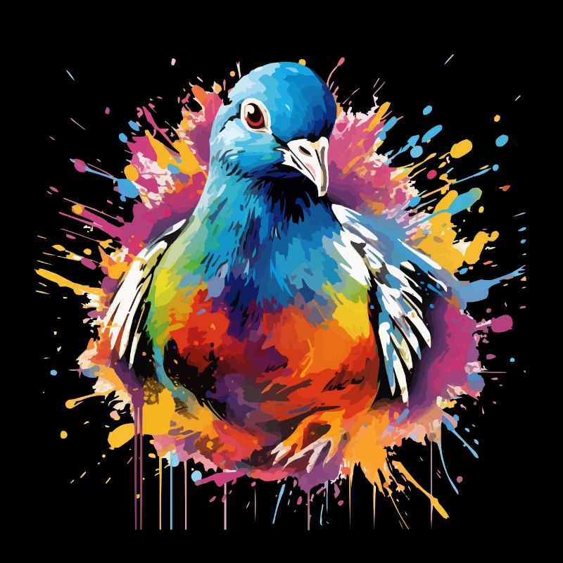 Bunte Taube Farbkleckse Farbspritzer