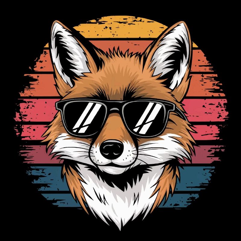 Fuchs mit Sonnenbrille vintage