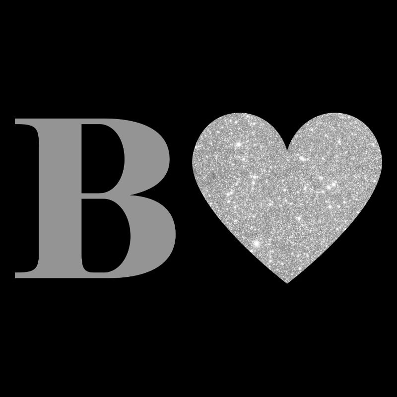Letter b silver heart