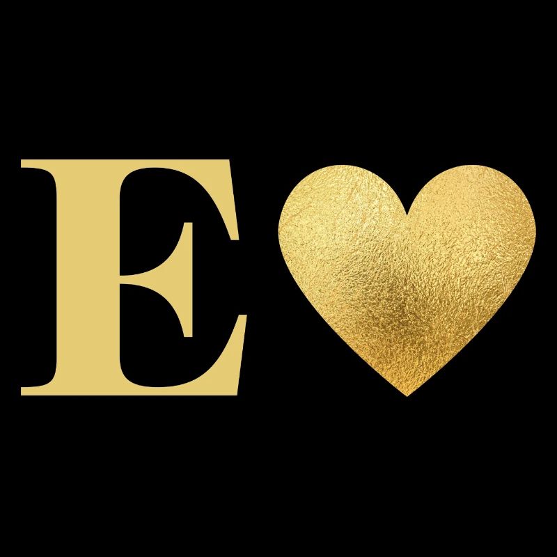 Buchstabe e goldenes Herz
