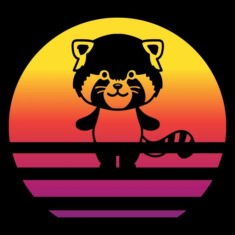 Red Panda Retro Style Vintage