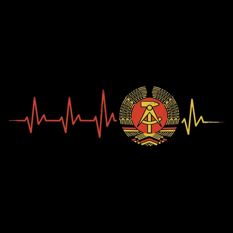 FLAG GDR HEARTBEAT ECG OSTALGIA OSSI GIFT