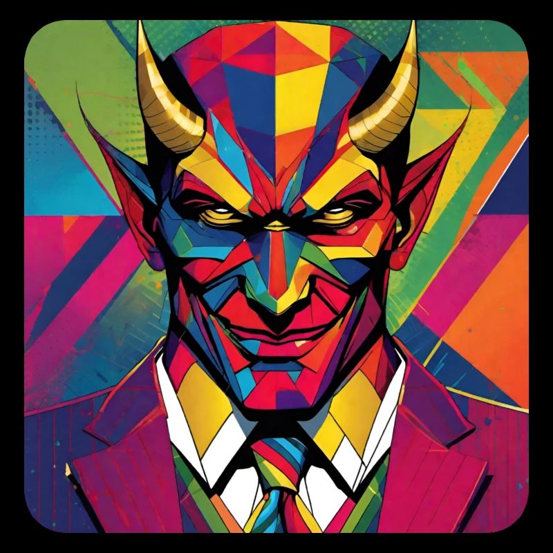 Diable avec costume et cravate dans un style rétro coloré