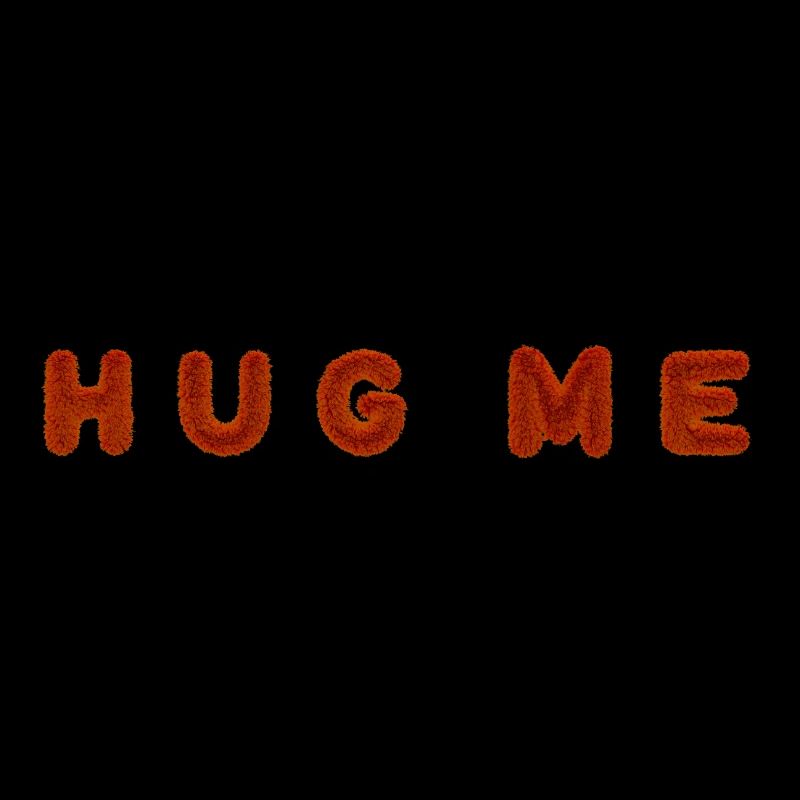 HUG ME mit flauschigen Fellbuchstaben in Braun