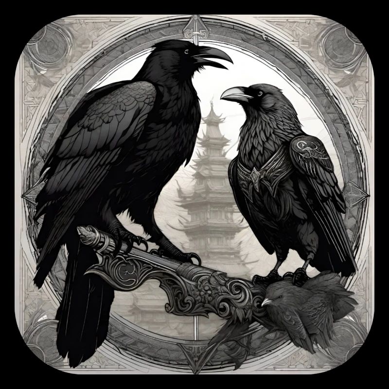Vikings, ravens, Hugin and Munin