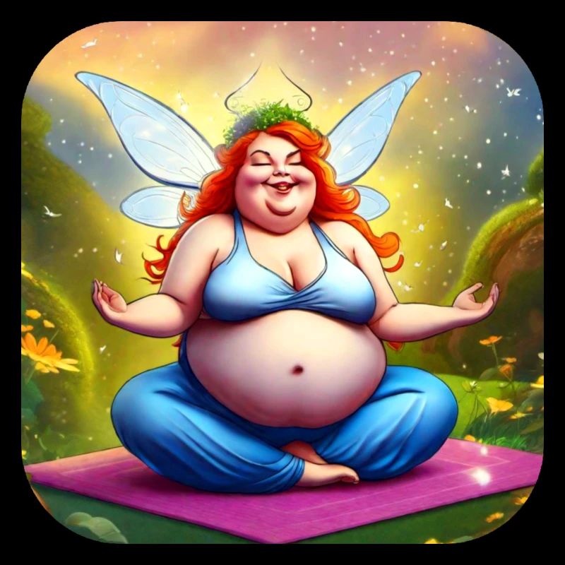 Grosse fée de yoga mignonne en position de bouddha