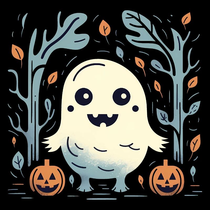 Cute Halloween pumpkins and ghosts