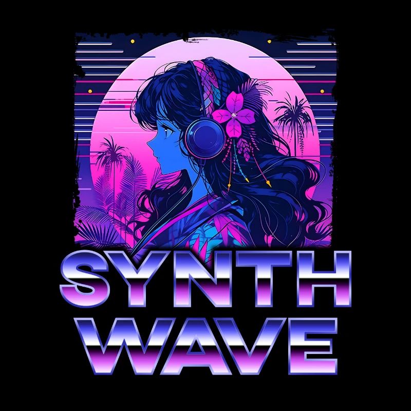 Couverture d’album de musique synthwave - chemise d’anime