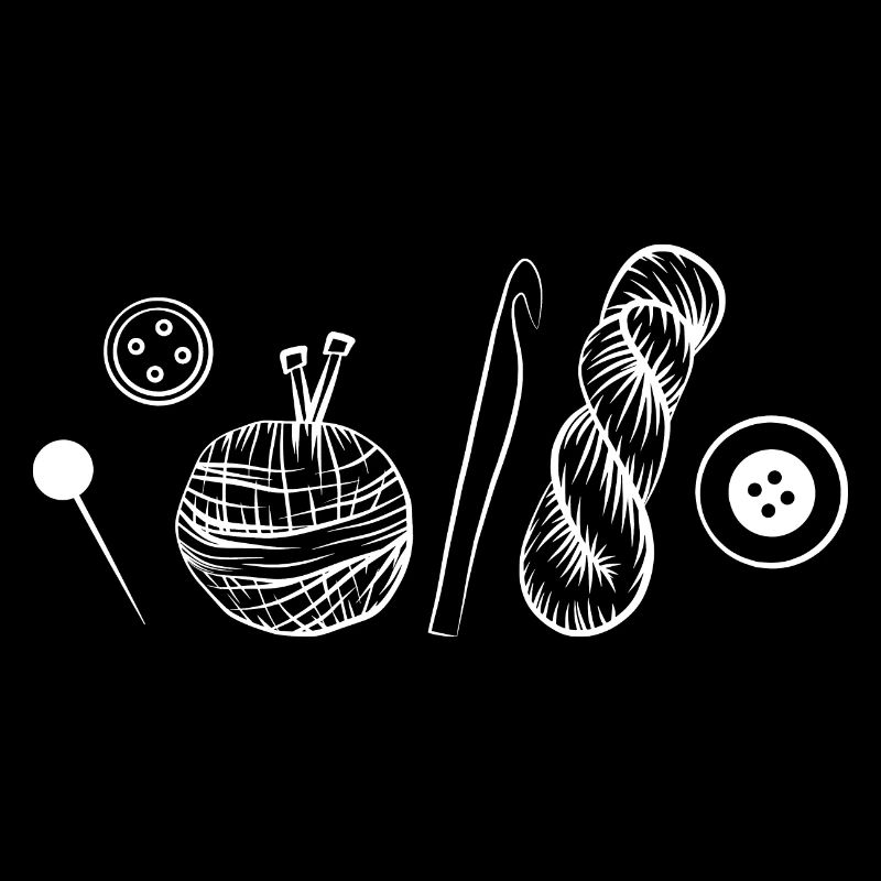 Knitting utensils hand drawn