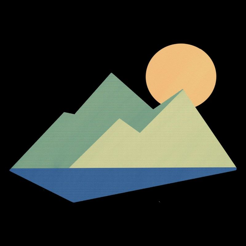 Mountain with sun Halftone