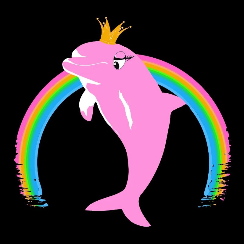 Rainbow Dolphin Golden Crown Pink