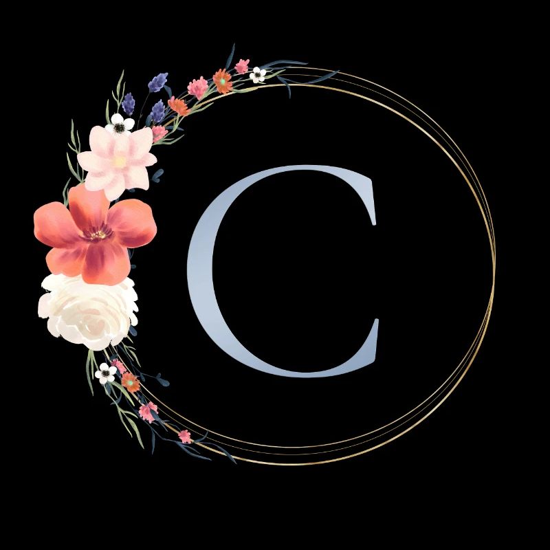 Customizable Monogram C Flower Wreath