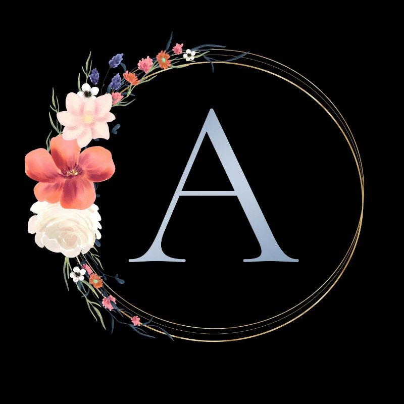 Customizable Monogram A Flower Wreath