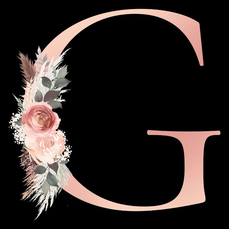 Customizable Monogram G Flowers Boho