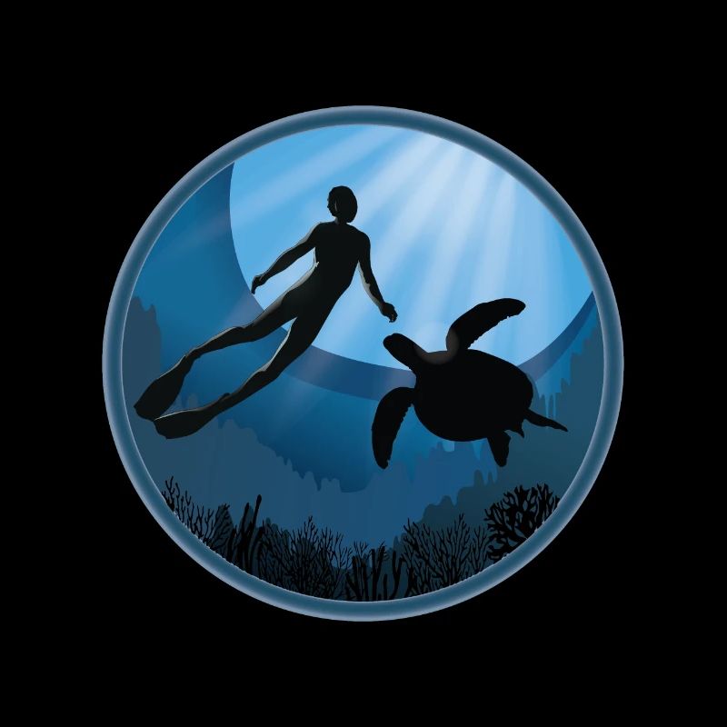 Diver with Sea Turtle
