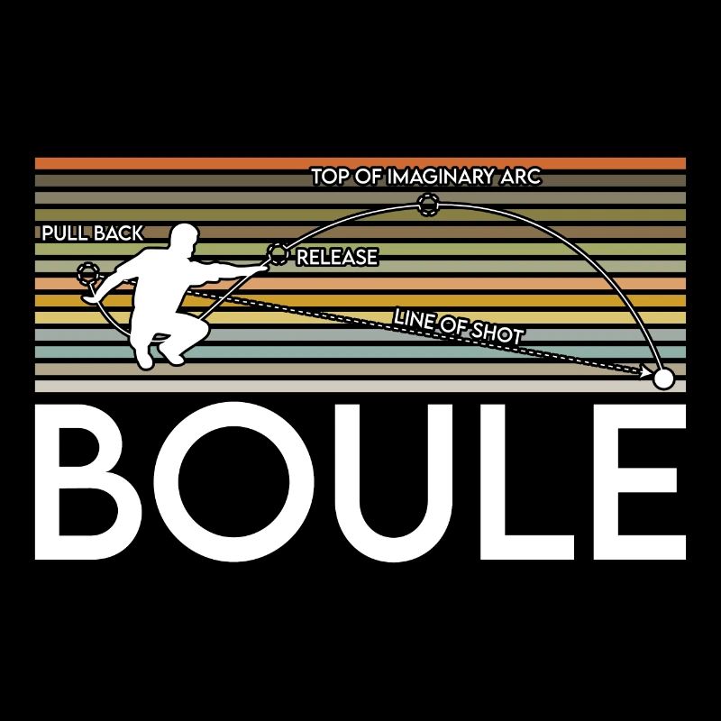 Vintage retro boules player throwing instructions