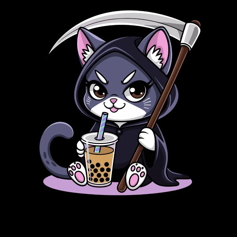 Grim Reaper Anime Cat Cherry Blossom