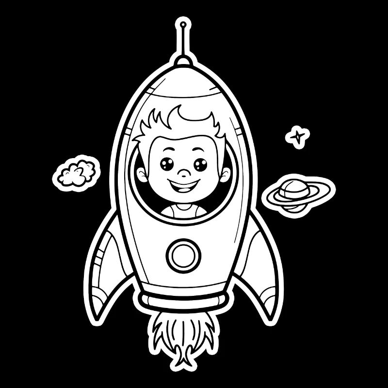Garçon astronaute dans une fusée dans l’espace
