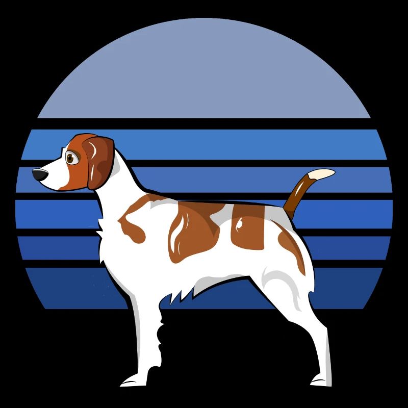 Brittany Dog Blue Retro
