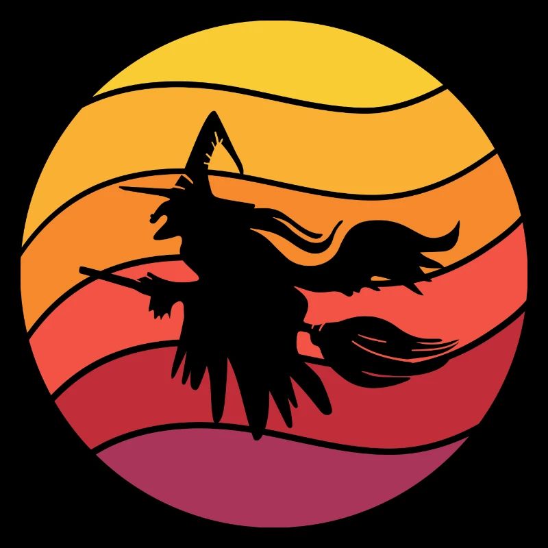 Witch's broom Helloween Retro Style Vintage