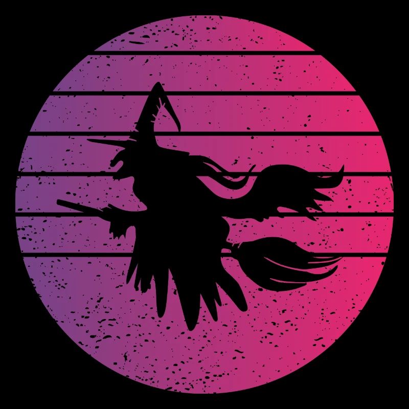 Witch's broom Helloween Retro Style Vintage