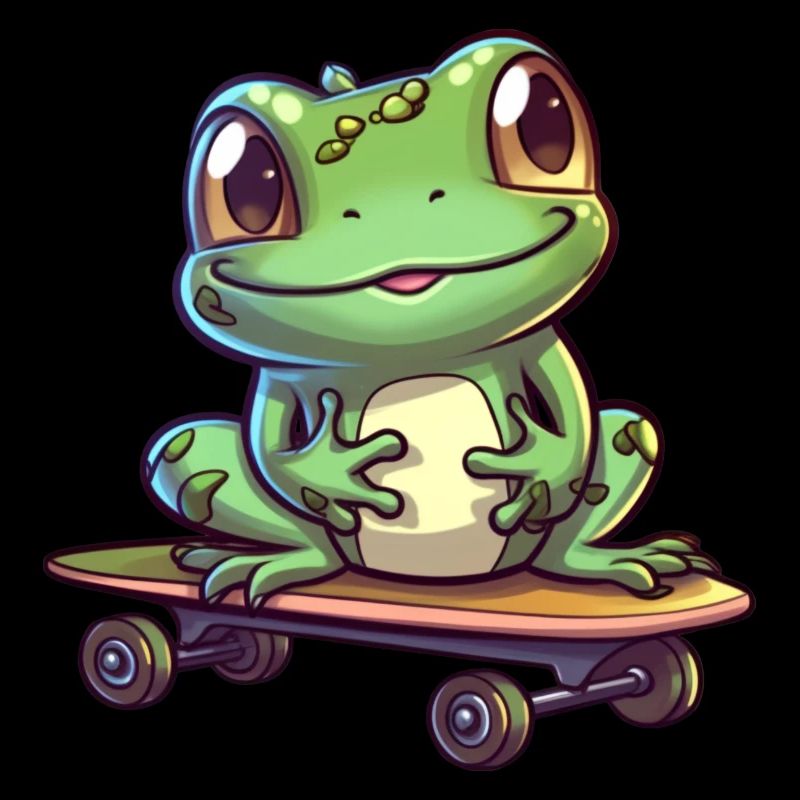 Frosch auf einem Skateboard