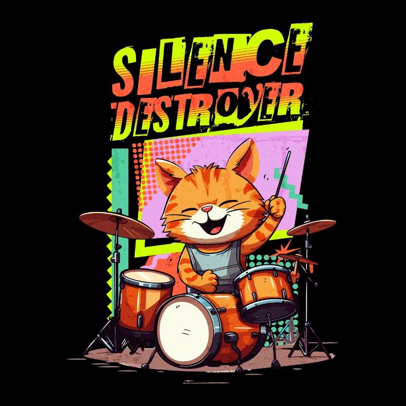 Drums Drums Silence Destroyer Cat Funny