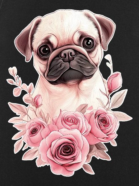 Pug with flowers