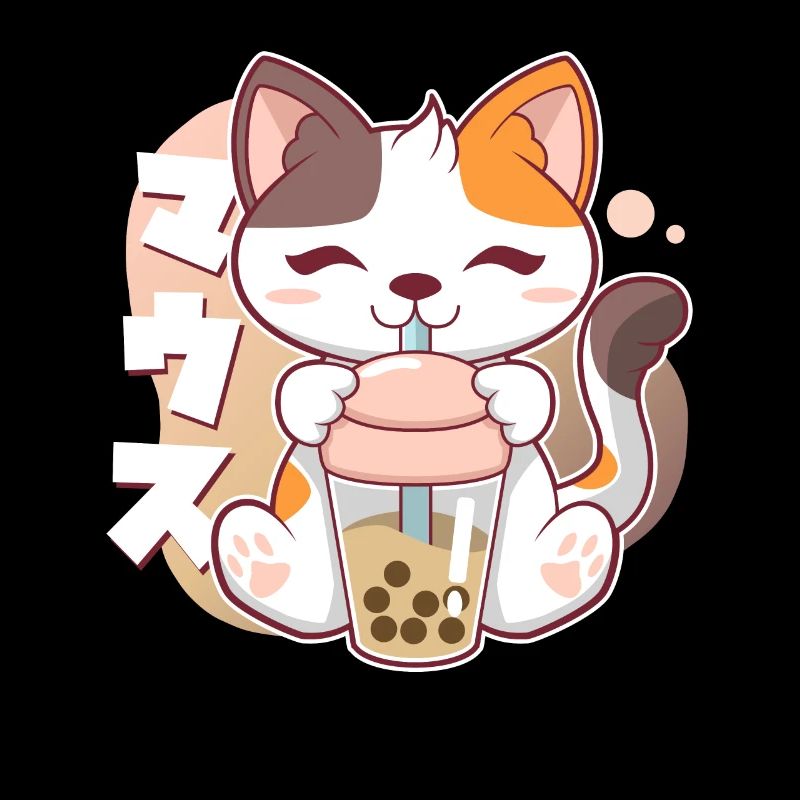 Chat Boba Bubble Tea Kawaii Anime Neko