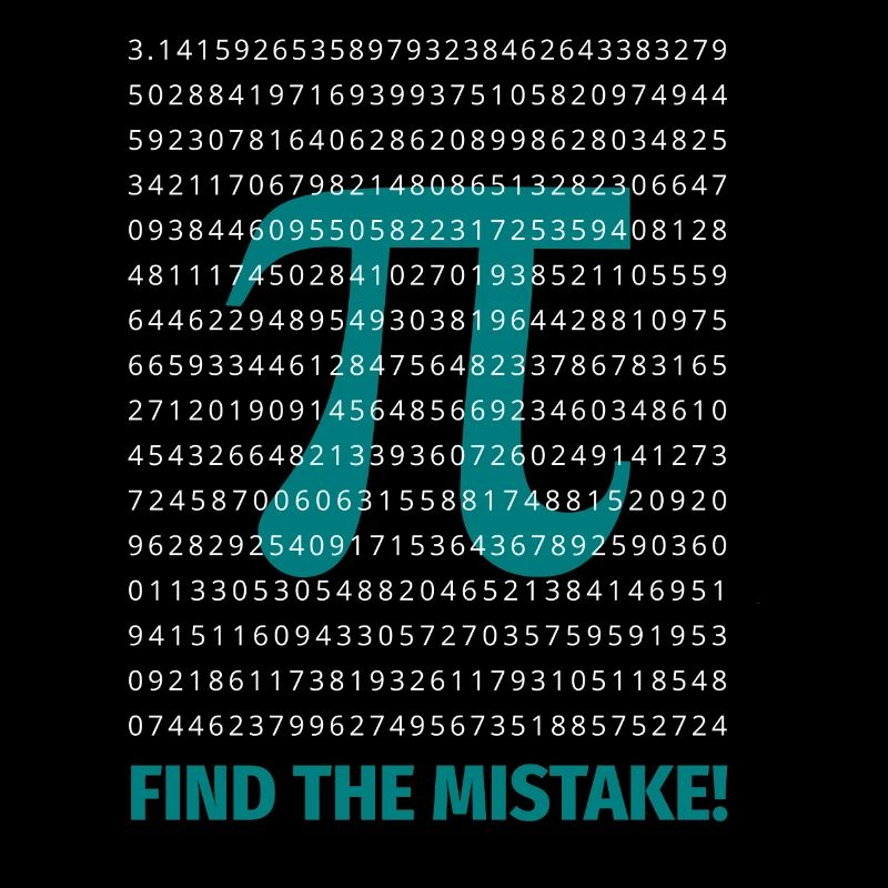 Pi Find the Error 3.14 - Math Genius - Number Nerd
