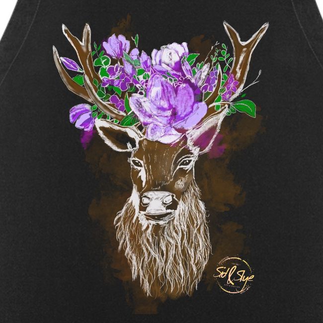 Wunderschöner Hirsch mit Blumenkrone im Geweih
