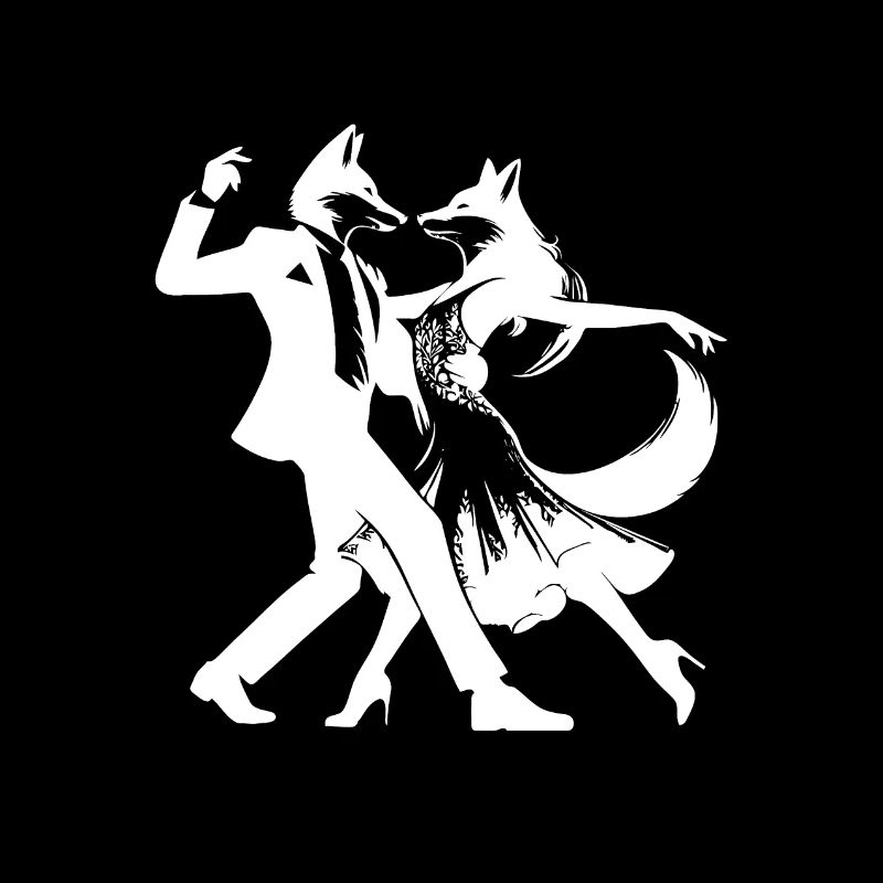Design de tango cool : Deux renards dansants !
