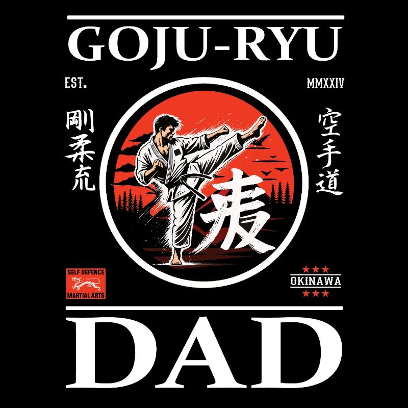 Goju-Ryu Karate Dad Design mit Karateka und Kanji