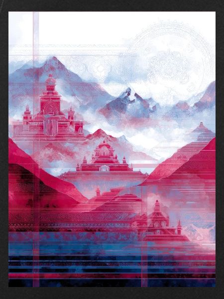 Psy-Art - Temple over Mountain Landscape