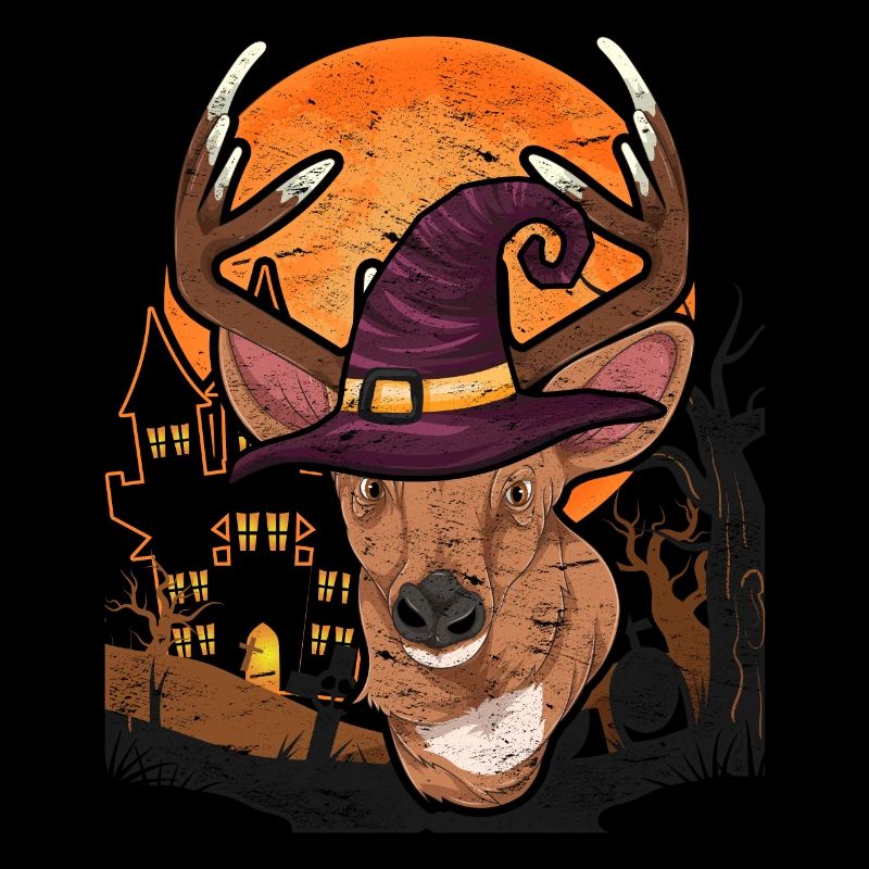 Witch Hat Forest Animal Gift Halloween Deer