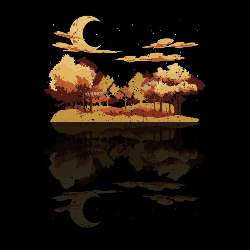 Forest Trees Reflection Gift Crescent Moon Nature