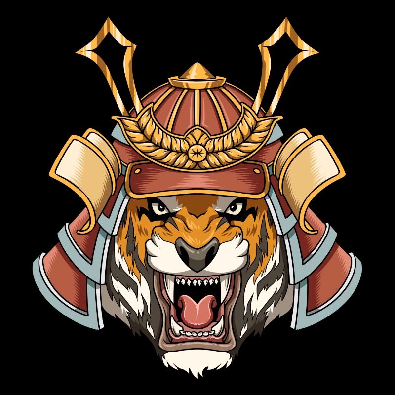 Japanischer Samurai Tiger - Katana Kämpfer
