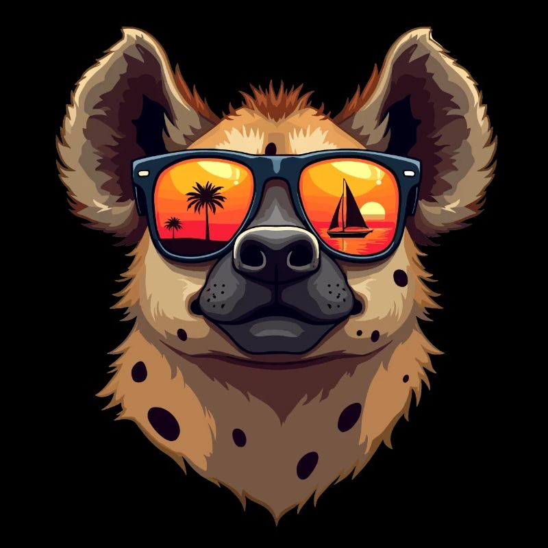 Eine lustige Hyäne mit Sonnenbrille