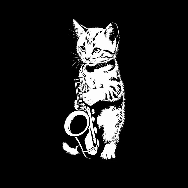Chat avec Saxophone Funny Sax