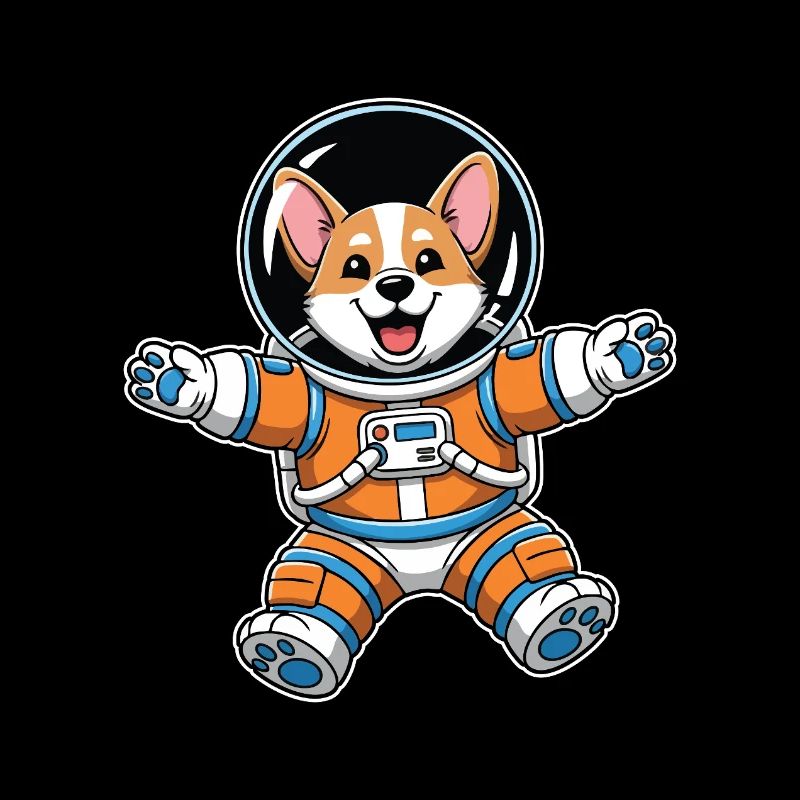 Orange Space Astronaut Corgi Dog