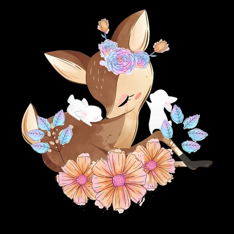 Deer With Flowers