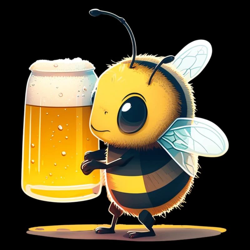 Funny and cute bee with beer