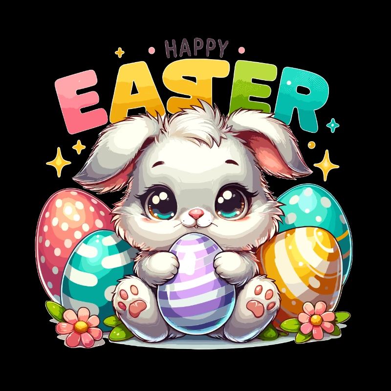 Joyeuses Pâques - Illustration de lapin de Pâques