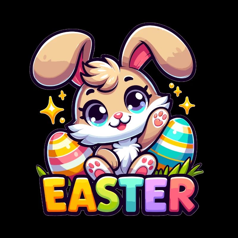 Joyeuses Pâques - Illustration de lapin de Pâques