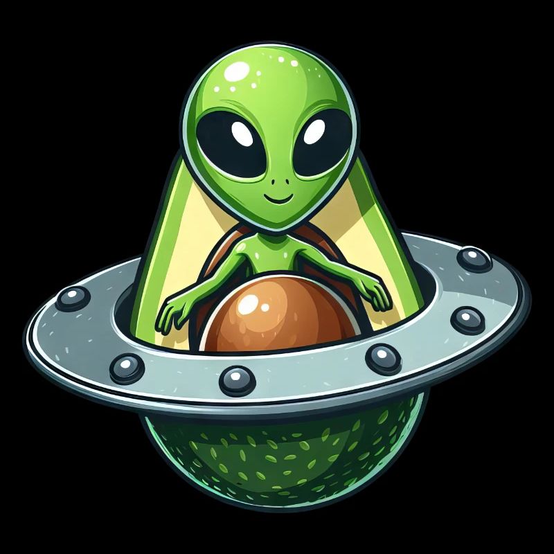 Funny Avocado Alien Whimsical UFO Design